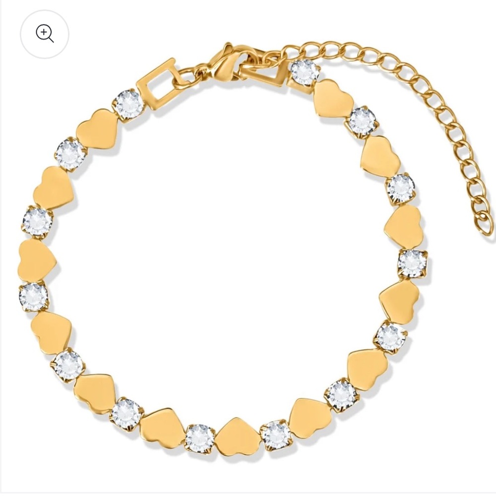 Gold Heart Bracelet with Sparkling Accents